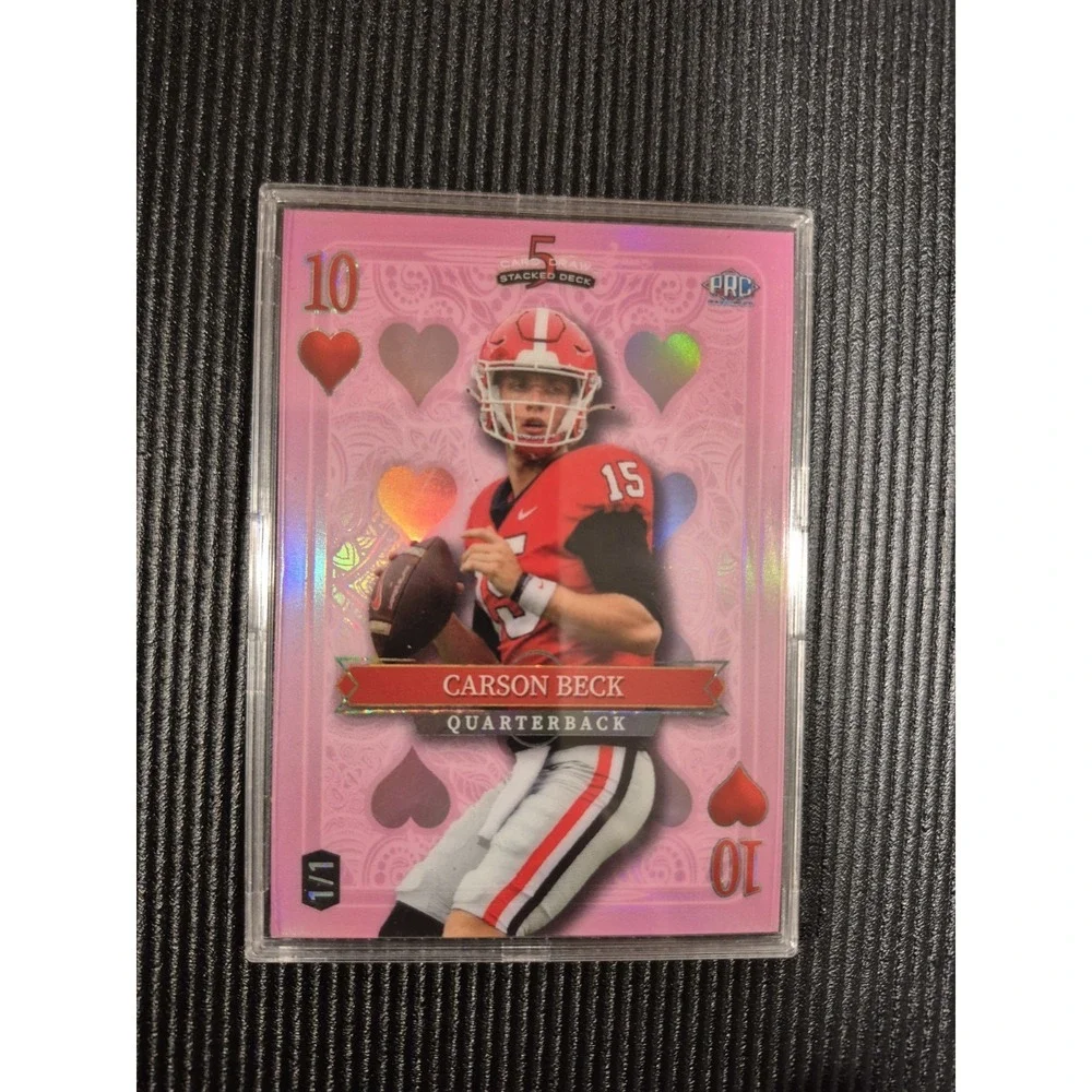 2024 Wild Card 5 Card Draw Carson‎ Beck Pink 10 of Hearts 1/1 Georgia Bulldogs